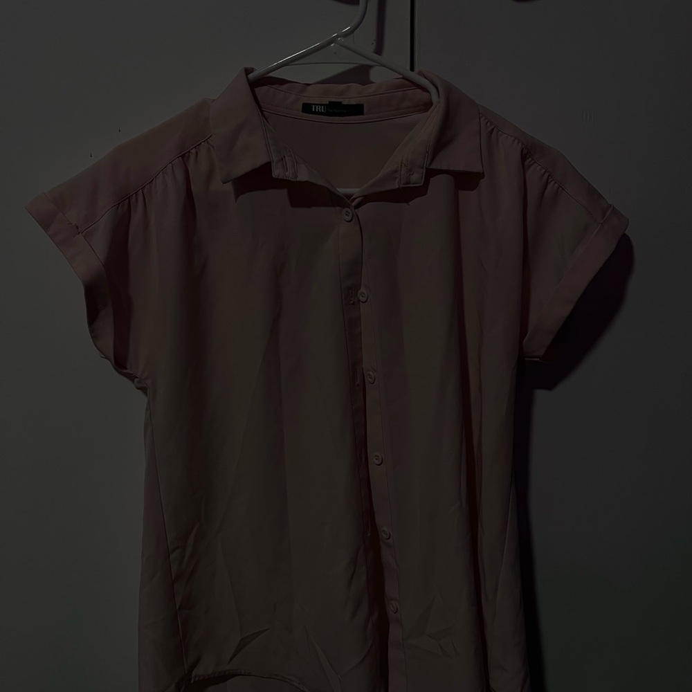 Pink Short Sleeve Button-Up Shirt